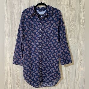 Tommy Hilfiger Sleepwear Paisley Long Sleeve Pajama Nightdress Size XL
